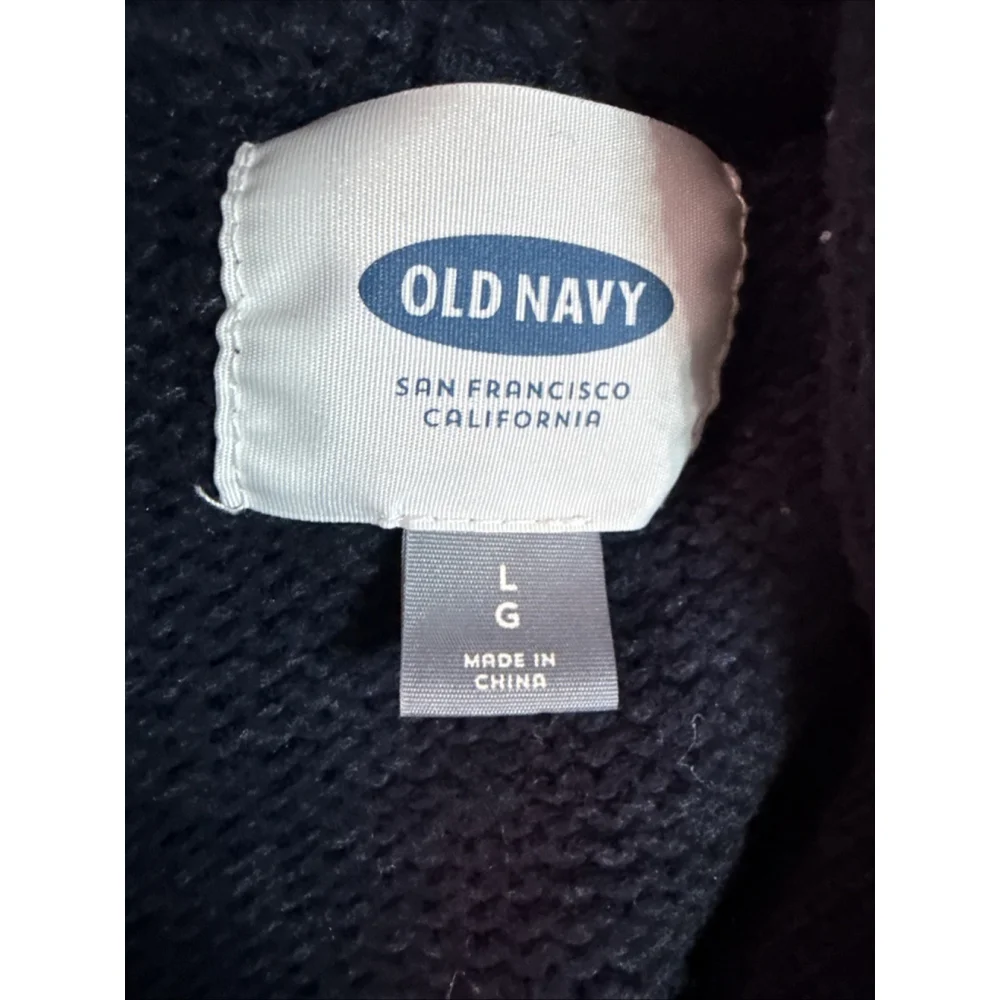 Old Navy Cardigan Sweater Mens Large Navy Button Front Knit Grandpa